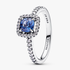 Anel Halo Azul Quadrado Brilhante Anel Halo Azul Quadrado Brilhante