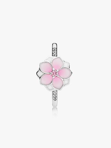 Anel Magnolia Bloom, Pale Cerise Esmalte e Rosa Zircônia Cúbica