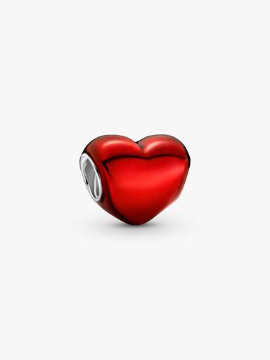 Charm Coração Metálico Vermelho