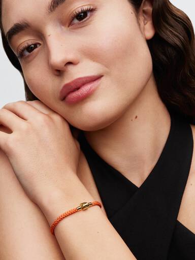 Pulseira de Cordão Laranja Cintilante