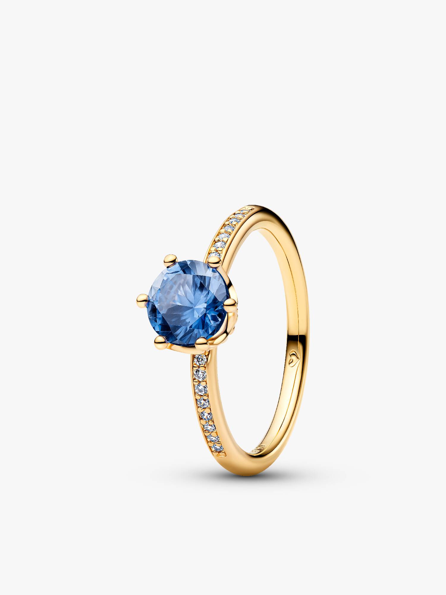 Anel Solitario Coroa Brilhante Azul