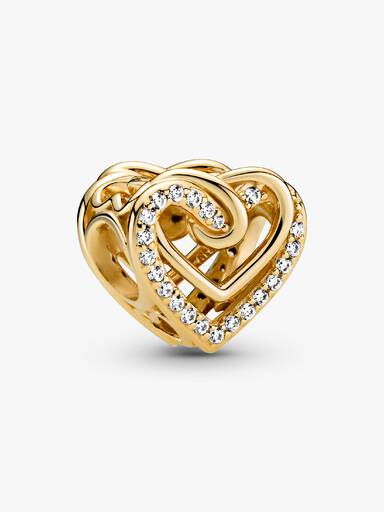 Charm Brilhante de Corações Entrelaçados