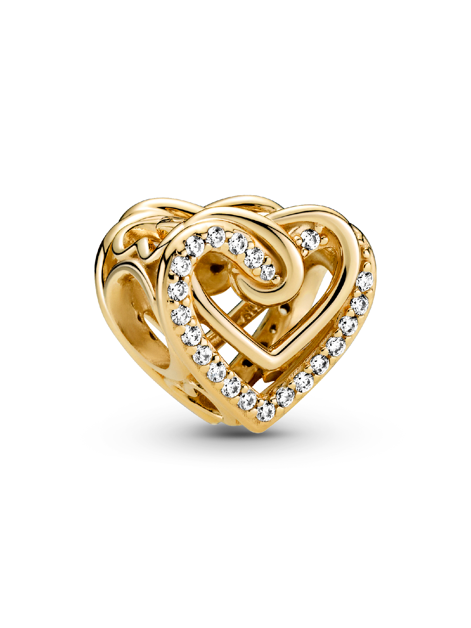 Charm Brilhante de Corações Entrelaçados