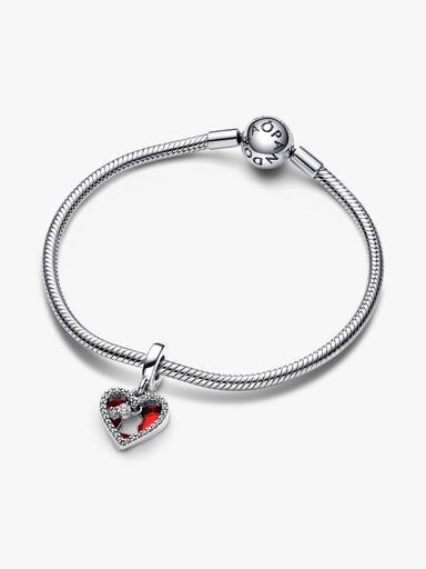Charm pendente duplo coração vermelho e fechadura