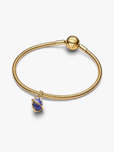 Charm Pendente Giratório de Planeta em Azul Celestial