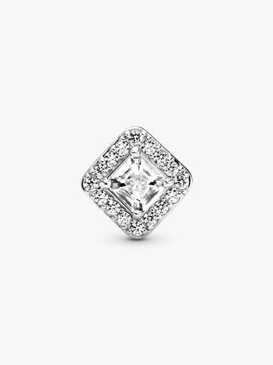 Silver charm with clear cubic zirconia