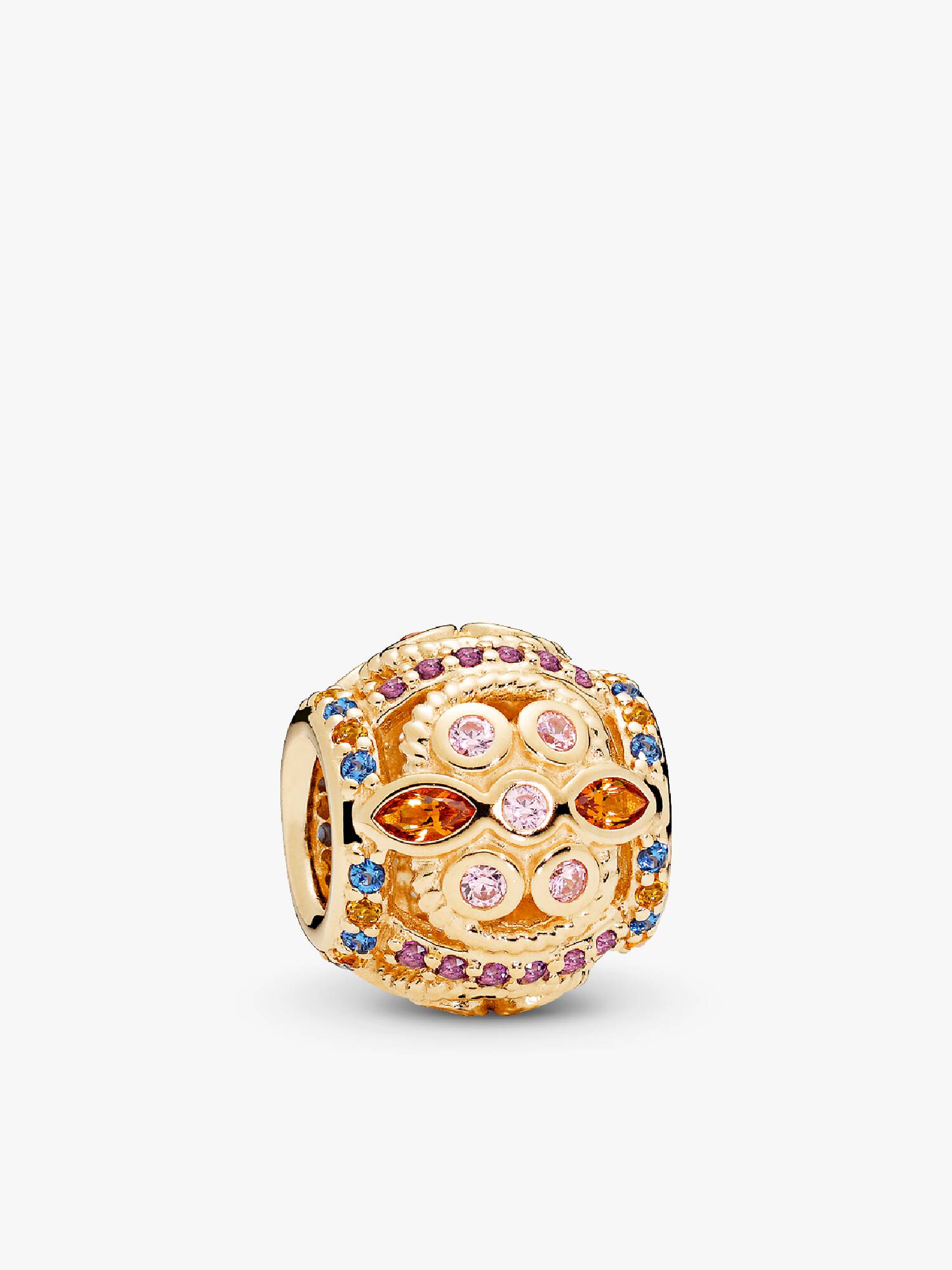 Color Fresco Charm, ouro 14k e Multi-colovermelho Cristais e Rosa Zircônia Cúbica
