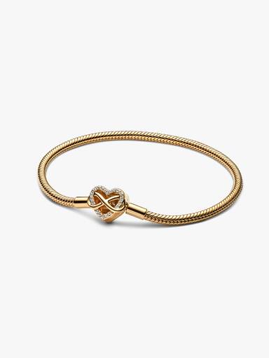 Pulseira Corrente Snake com Fecho de Coração Brilhante Infinito