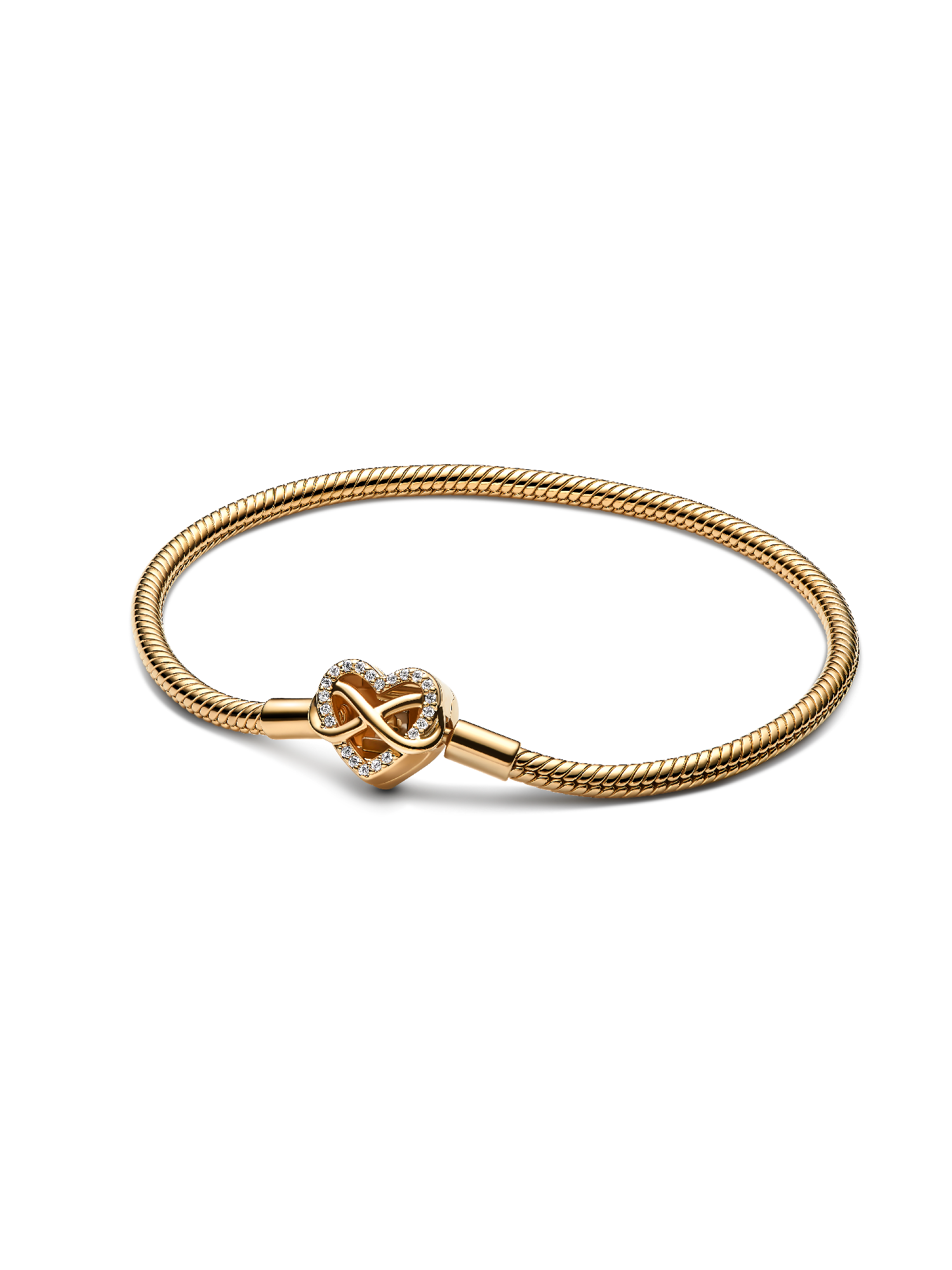 Pulseira Corrente Snake com Fecho de Coração Brilhante Infinito