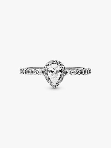 Silver ring with clear cubic zirconia