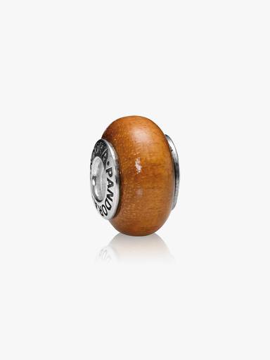 Smooth silver charm with Muiracatiara wood