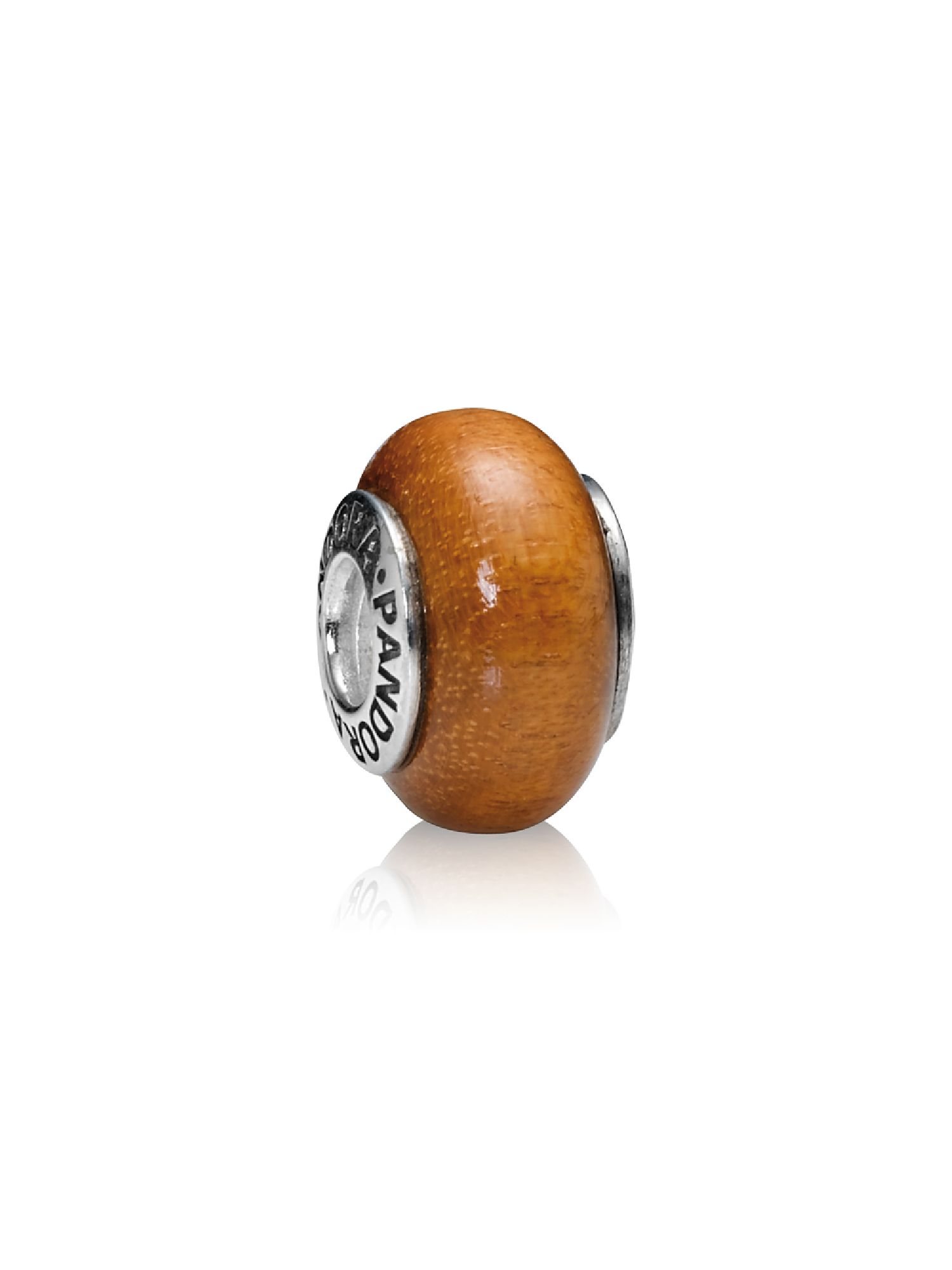 Smooth silver charm with Muiracatiara wood