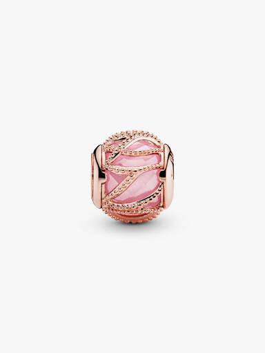 14k Rose gold-plated charm with faceted pink cubic zirconia