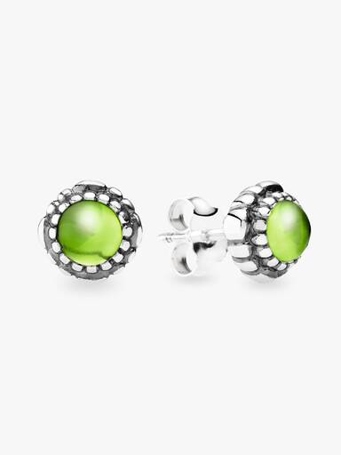 Silver stud earring, birthstone-August, peridot