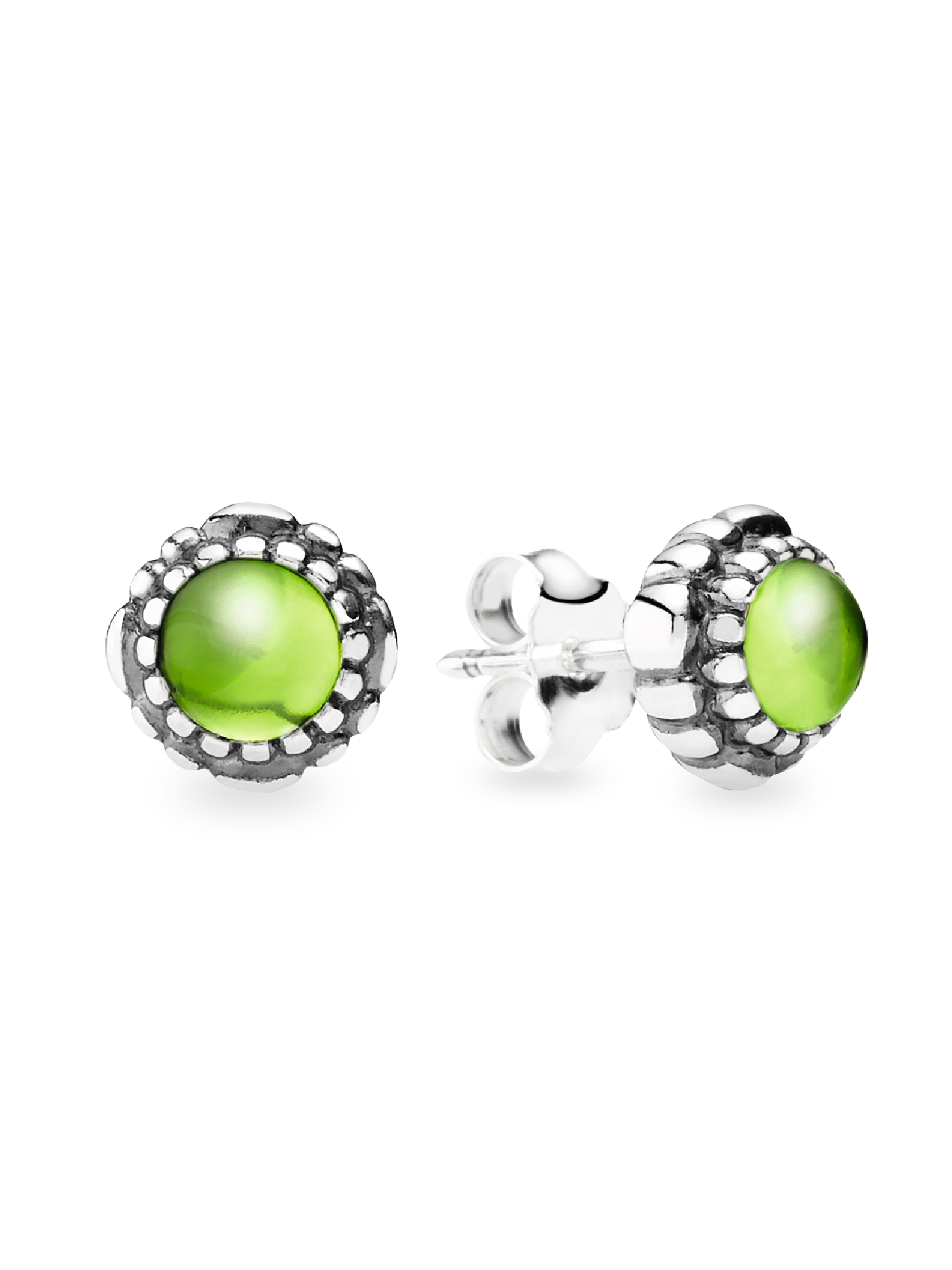 Silver stud earring, birthstone-August, peridot