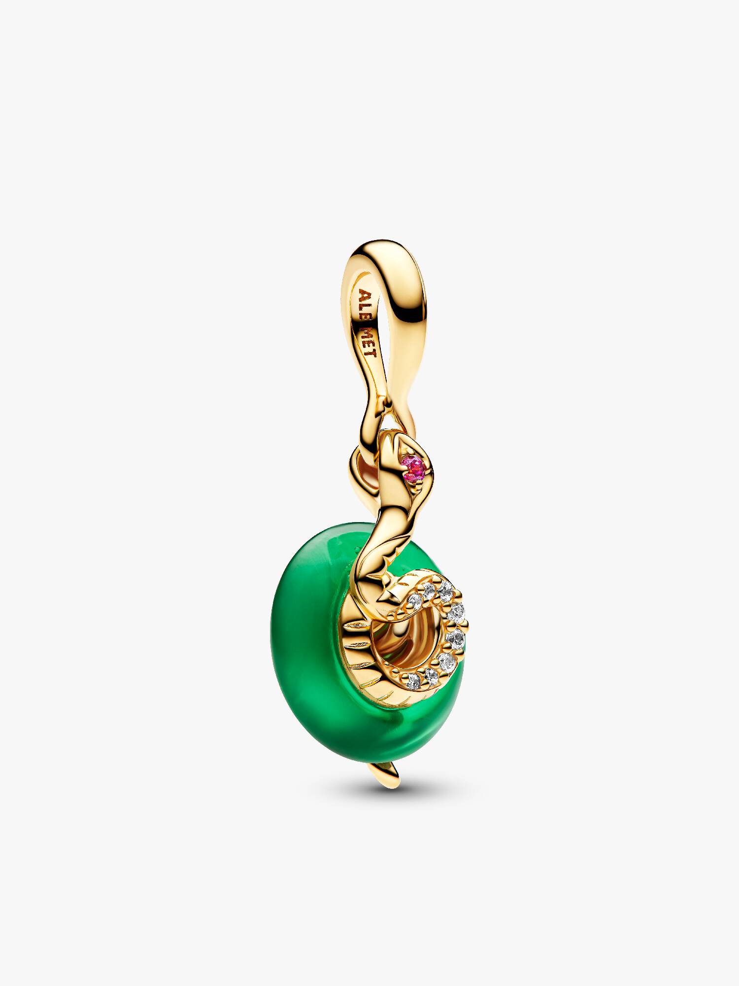Charm pendente em vidro de Murano verde em formato de cobra