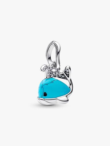 Charm pendente de baleia em cor turquesa
