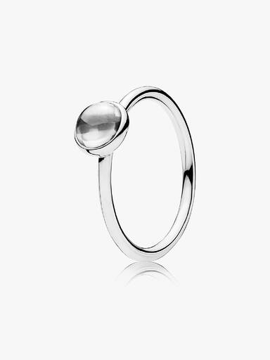 Silver ring with clear cubic zirconia