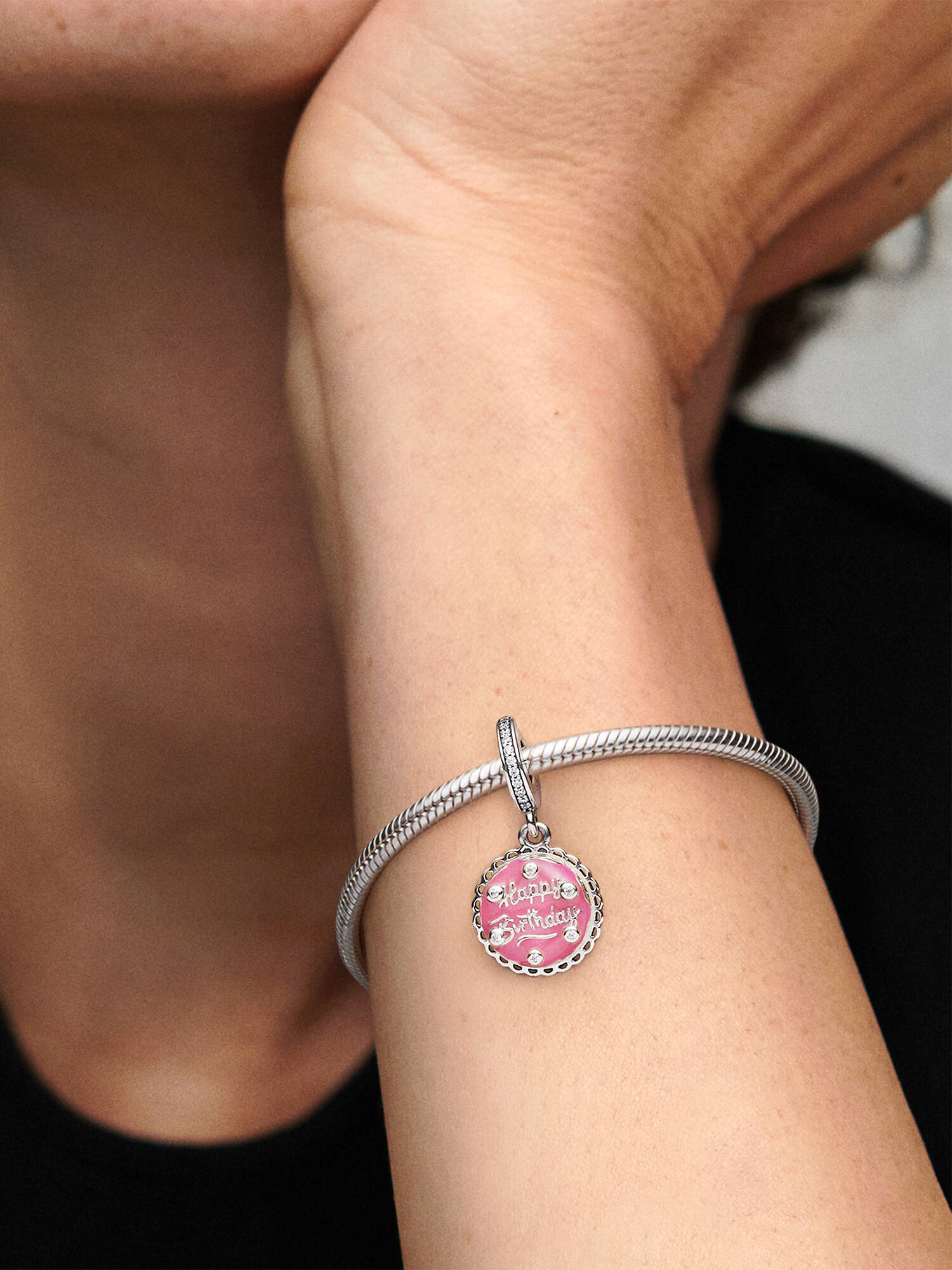 Charm Pendente Bolo de Aniversário Rosa
