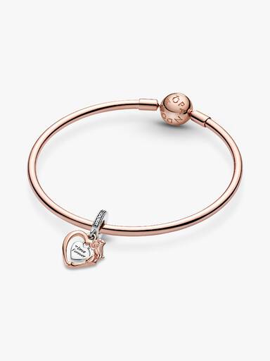 Charm Pendente Coração Y Rosa