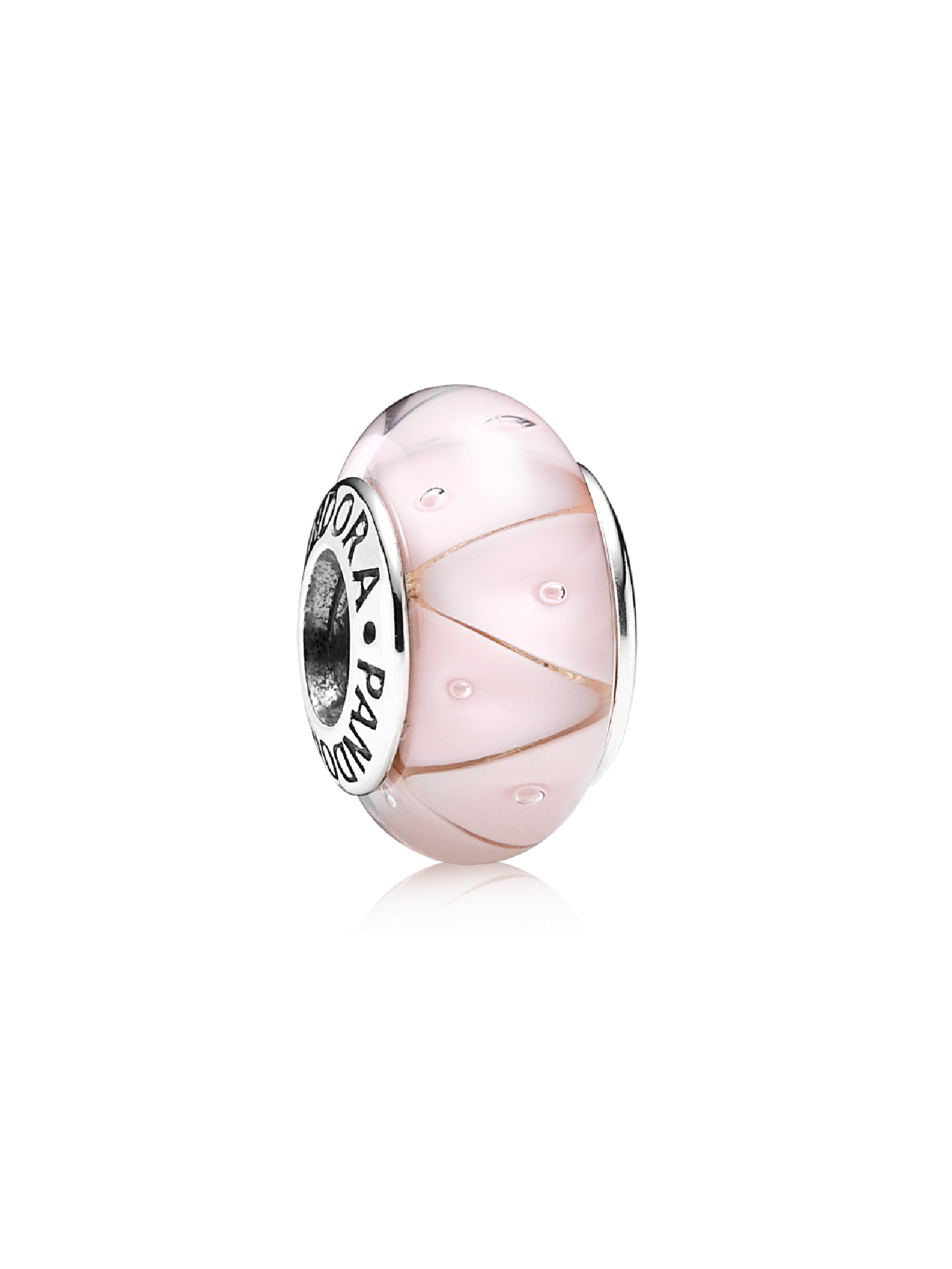 Abstract silver charm with pink murano glass