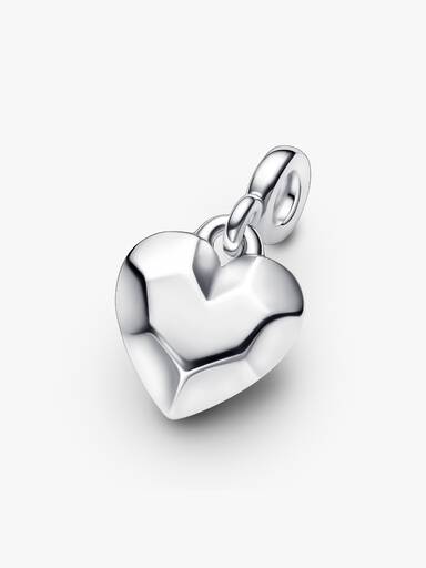 Faceted heart sterling silver mini dangle