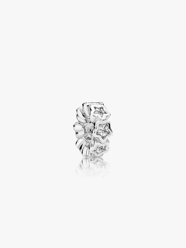 Star silver spacer with clear cubic zirconia