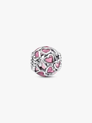 Charm Corações Rosa Vazados Mãe