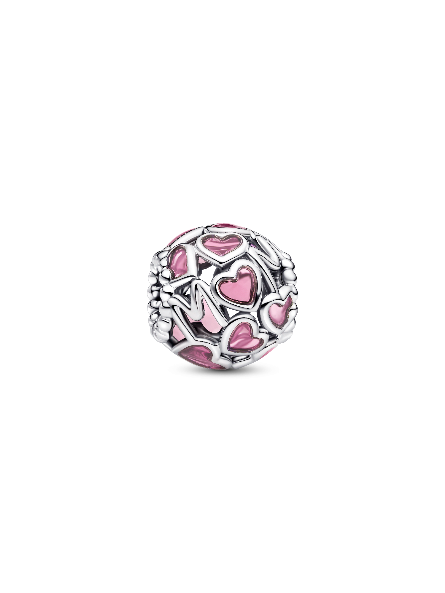 Charm Corações Rosa Vazados Mãe 