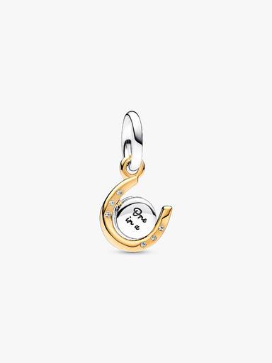 Charm Pendente de Herradura de Disco Giratorio En dos Tonos