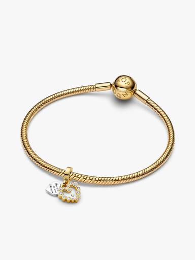 Charm pendente duplo com coração brilhante