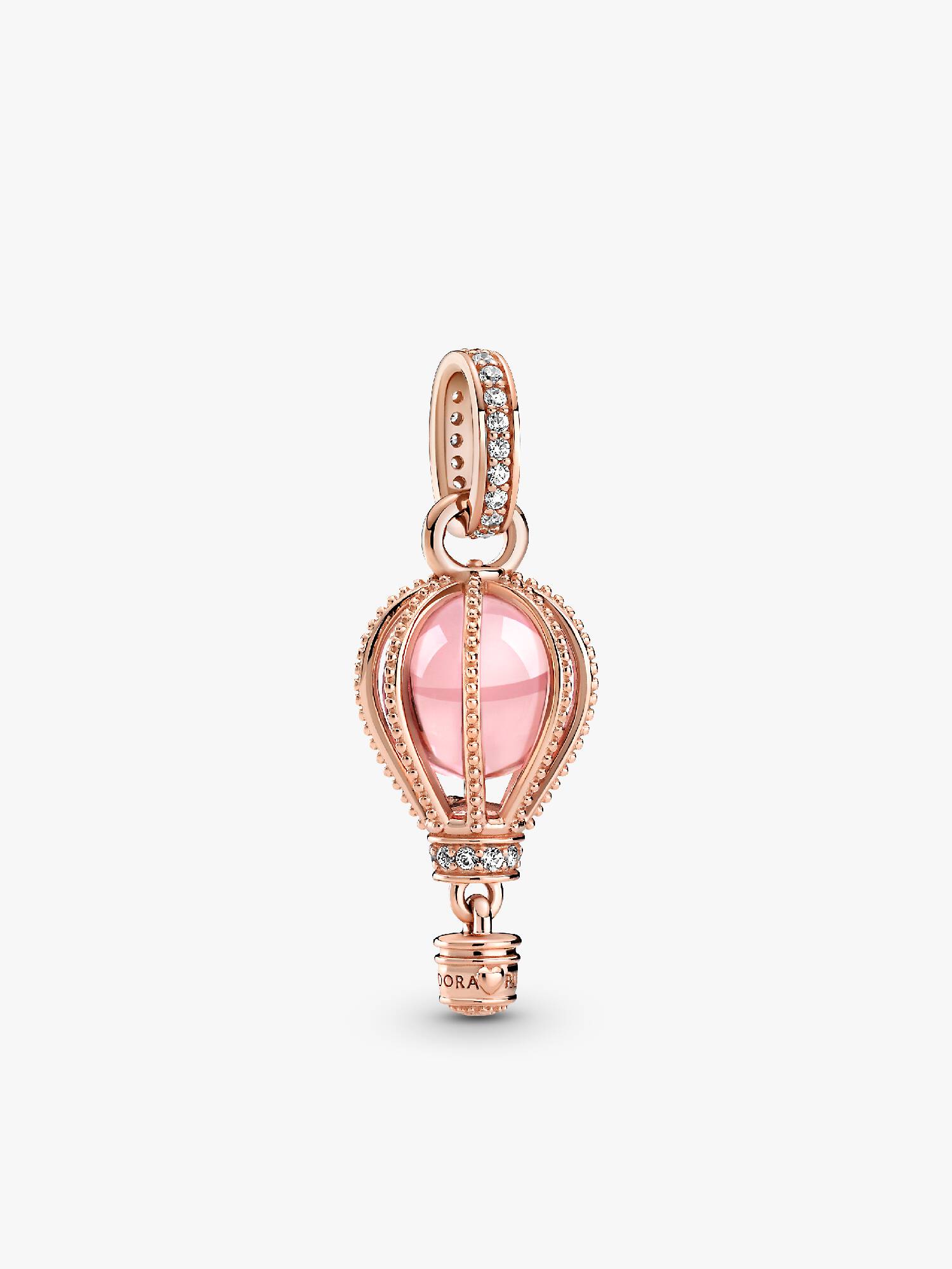 Charm Pendente Balão de Ar Quente Rosa Brilhante