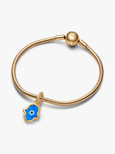 Charm Pendente Mão de Hamsá Azul Opalescente