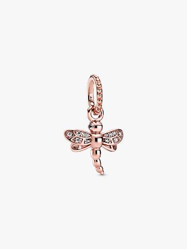 Dragonfly Pandora Rose pendant with clear cubic zirconia