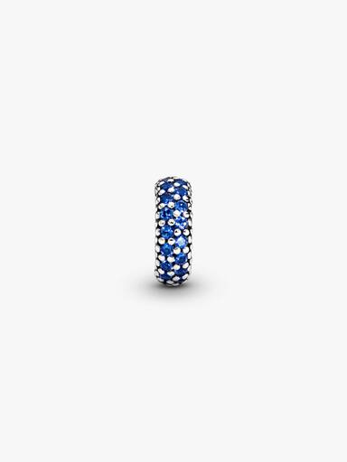 Abstract silver spacer with blue crystals
