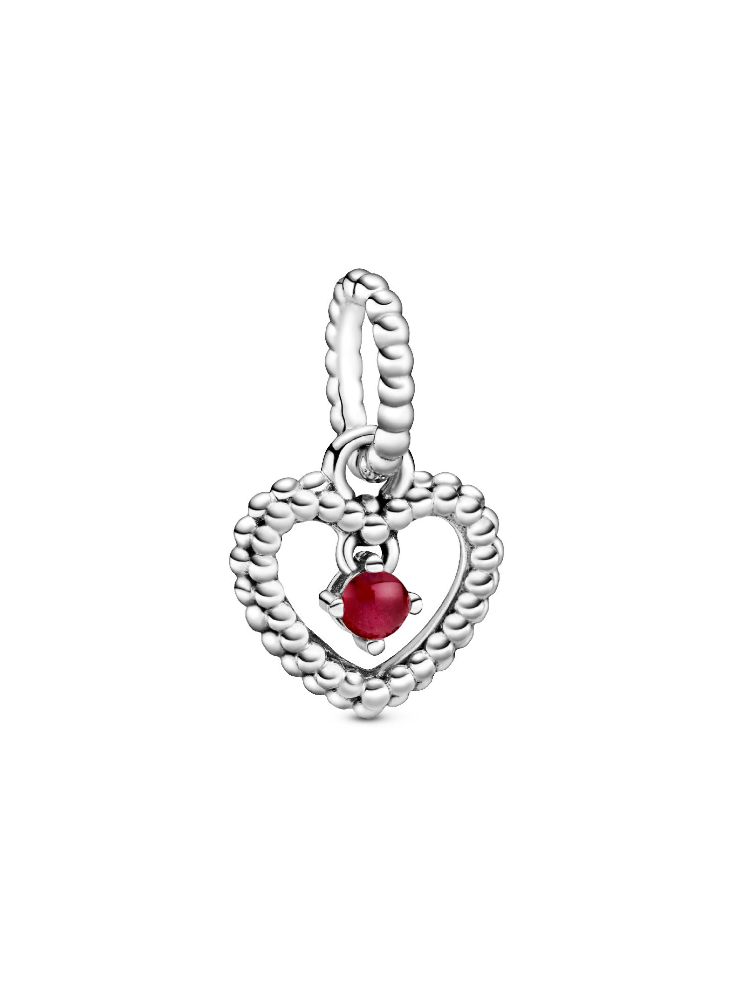 Heart sterling silver dangle with dark red crystal