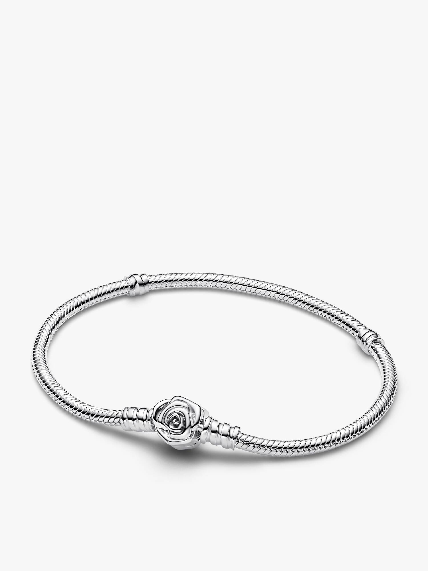 bracelete de corrente snake com fecho de rosa em flor