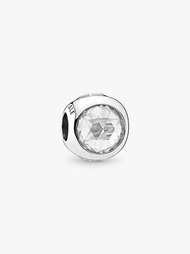 Silver charm with clear cubic zirconia