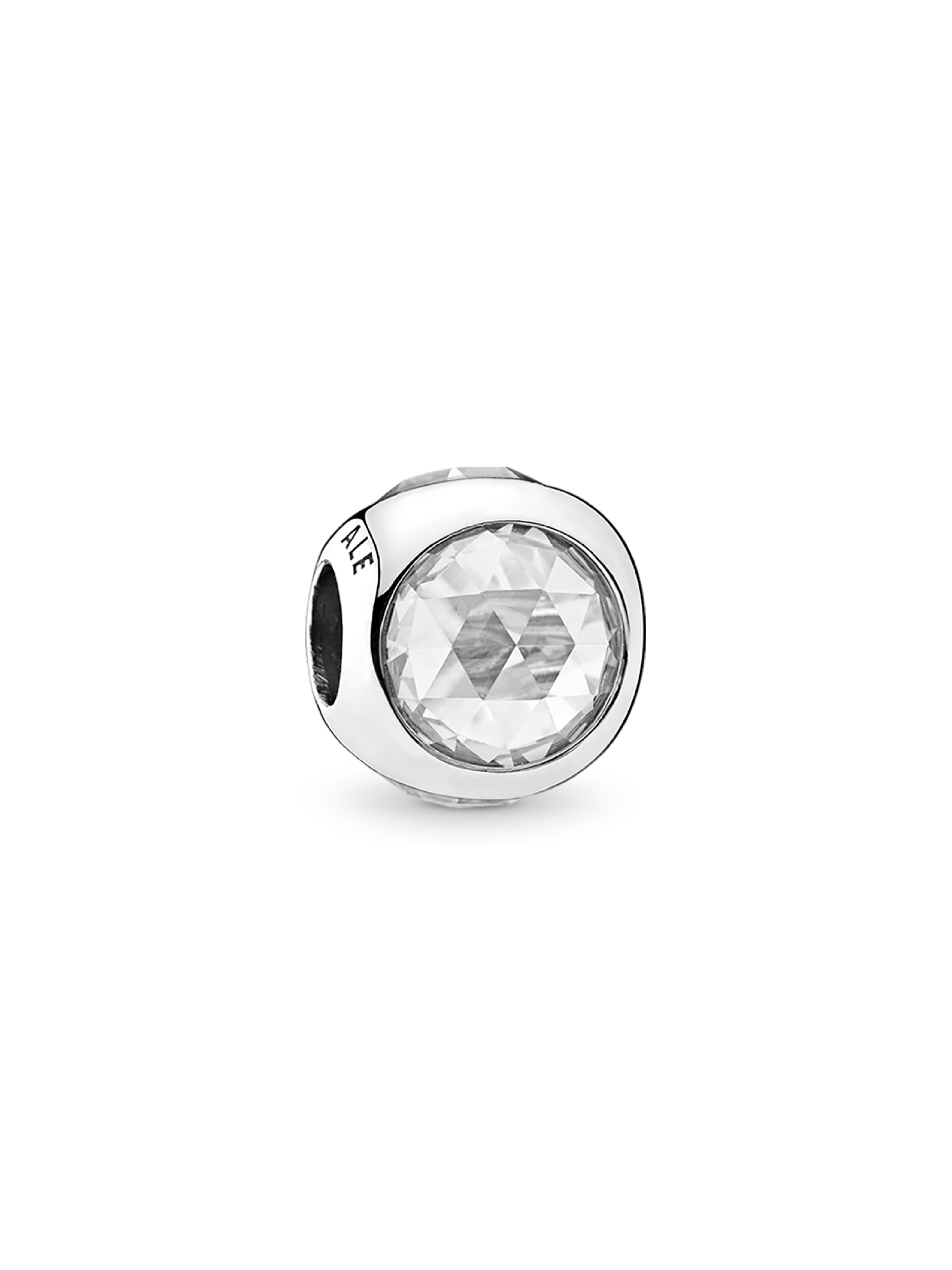Silver charm with clear cubic zirconia