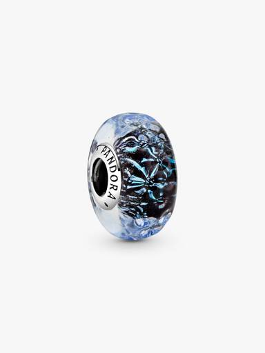 Charm oceânico ondulado de vidro de Murano azul escuro