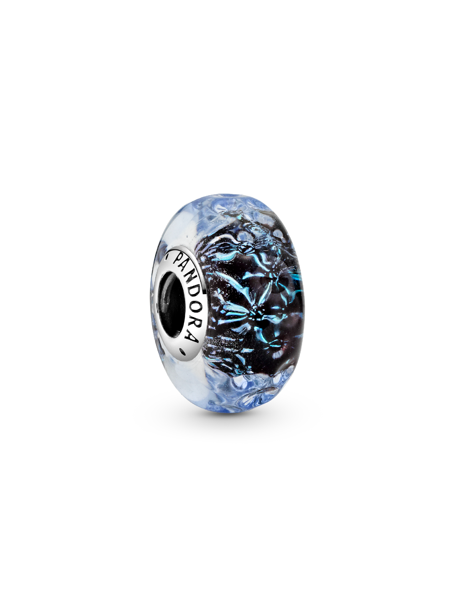 Charm oceânico ondulado de vidro de Murano azul escuro