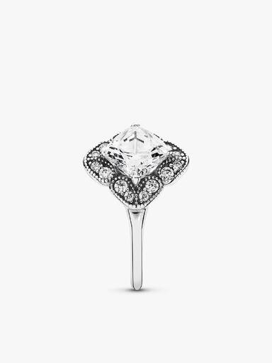 Silver ring with clear cubic zirconia