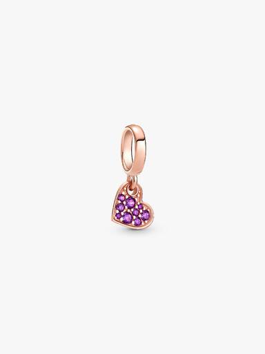 Heart 14k rose gold-plated dangle with royal purple crystal