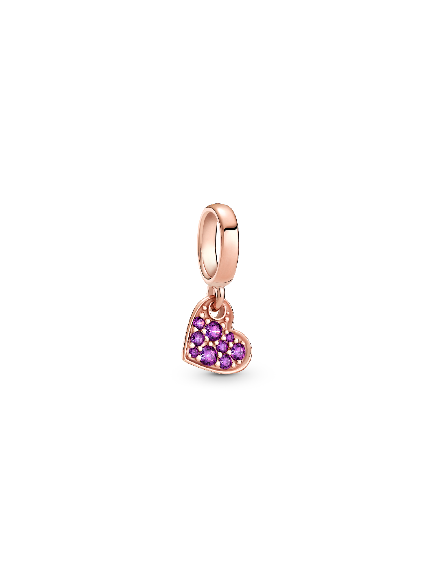 Heart 14k rose gold-plated dangle with royal purple crystal