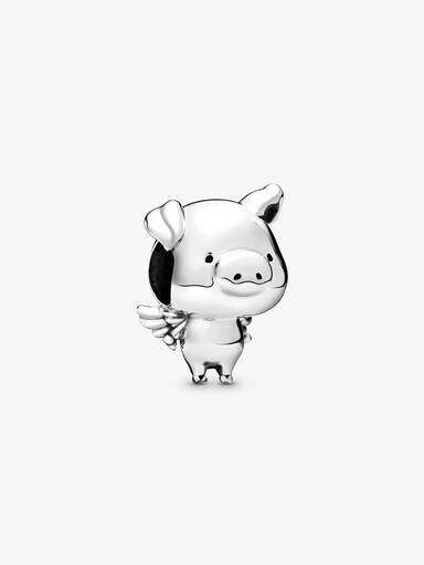 Pig with wings sterling silver charm