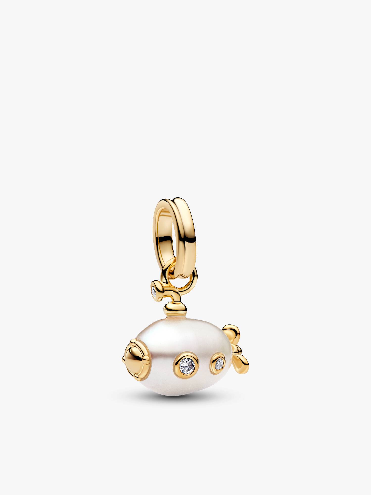 Charm pendente de submarino com pérola barroca cultivada de água doce e tratada