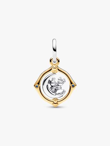 Charm Pendente Lua Giratoria Em dos Tons Mickey e Minnie
