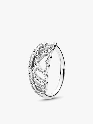 Tiara silver ring with clear cubic zirconia