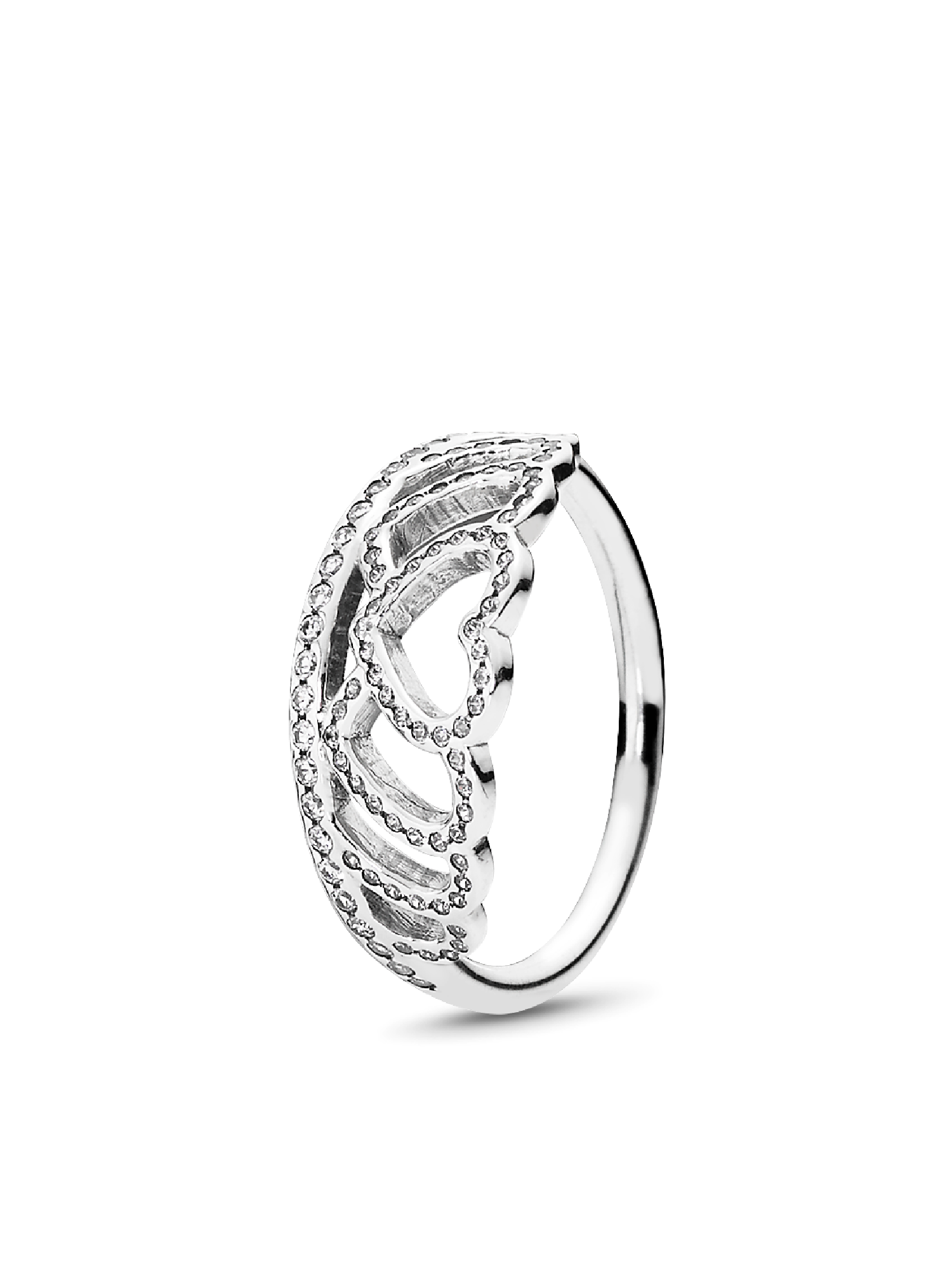 Tiara silver ring with clear cubic zirconia