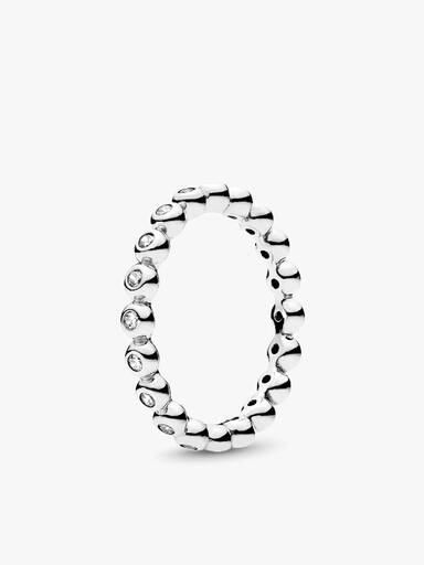 Silver ring with clear cubic zirconia